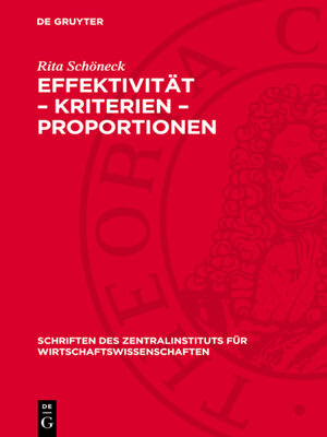 cover image of Effektivität – Kriterien – Proportionen
